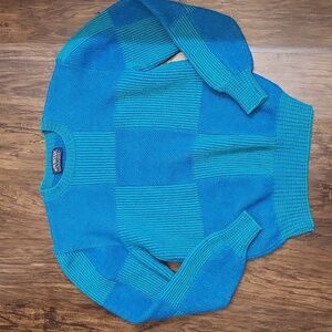 Vintage Puritan 2 Ply Shetland Wool Long Sleeve Checked Sweater